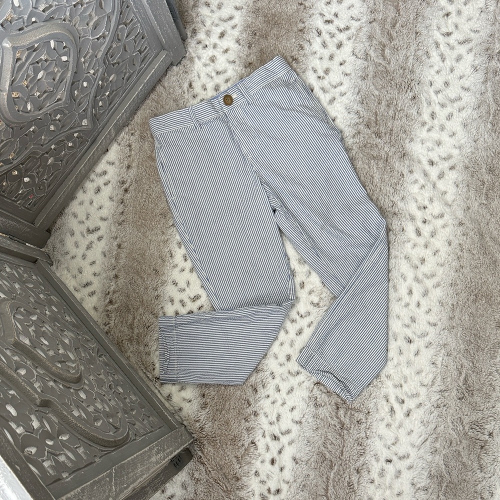 J.Crew Crewcuts textured pants boys size 6 blue white pants preppy coastal fall
